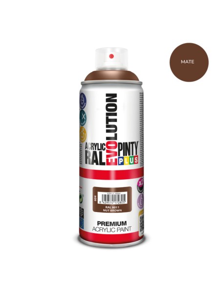 Pintura acrílica spray evolution 520 cc ral 8011 matt nut brown 300 g