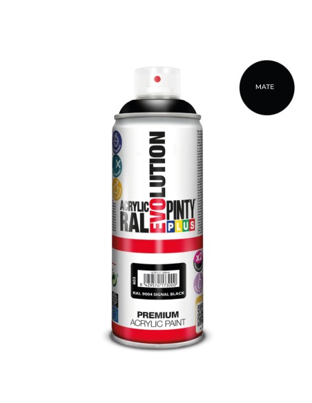 Pintura acrílica spray evolution 520 cc ral 9004 matt signal black 300 g