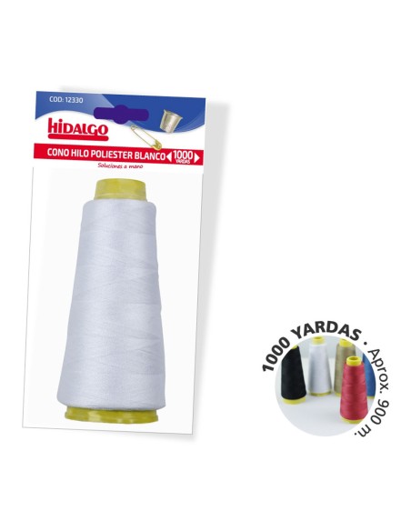 Cono hilo poliester 1000 yd blanco hidalgo