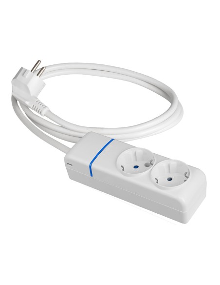 Base múltiple con 2 tomas 2p+t 1,5 m de cable h05vv-f 3g1,5 mm, 16 a 250 v 3680 w, blanca