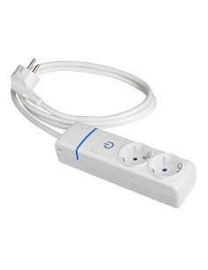 Base múltiple con 2 tomas 2p+t, con interruptor luminoso, 1,5 m cable h05vv-f 3g1,5 mm, blanca