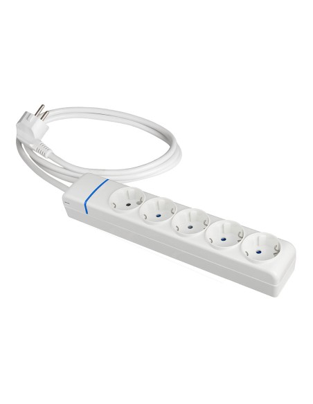 Base múltiple con 5 tomas 2p+t 1,5 m de cable h05vv-f 3g1,5 mm, 16 a 250 v 3680 w, blanca