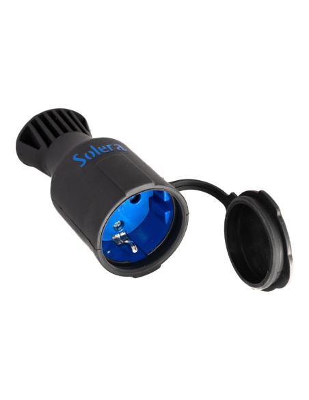 Base móvil bipolar con t/t lateral 2p+t tipo f 16 a 250 v, caucho negro