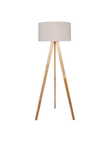 Lámpara de pie e27 madera, hierro y tela ø50 x 28 cm