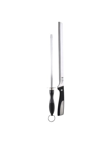 Cuchillo jamonero + chaira acero inox