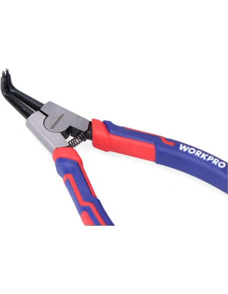 Alicates curvos 90° arandelas pro, retención interior, 180 mm