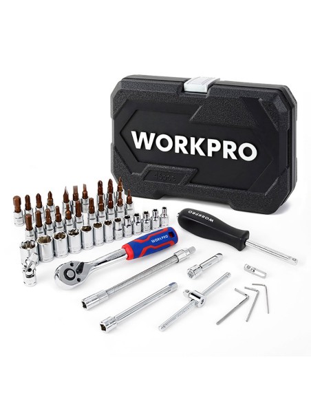 Llaves vaso, juego 46 piezas, 1/4"