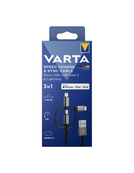 Cable 3 en 1 usb a - lighting - micro usb - tipo c