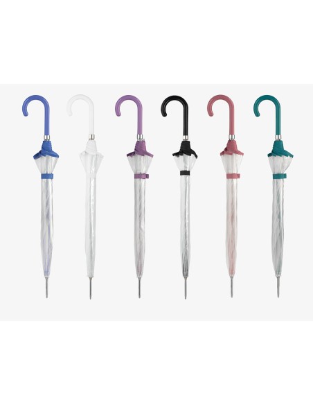 Paraguas largo ø93 cm transparente automático, colores surtidos