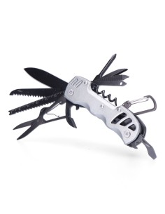 Multiherramienta con mosquetón modelo plateado, serie k2