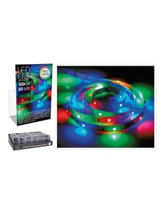 Tira de led 1m 30 leds a pilas multicolor