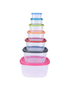 Set 7 fiambreras de plástico con tapa de colores