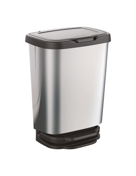 Cubo con pedal jive con cierre amortiguado plata/negro 33,2 x 25,2 x 45,8 cm 20 l