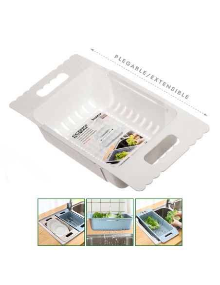 Escurridor para fregadero extensible 23-36 cm blanco 50 x 18,5 x 8 cm