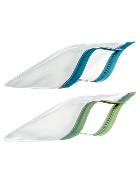 Bolsas reutilizables herméticas zip, 2 uds, 2 colores surtidos, 23 x 21 cm