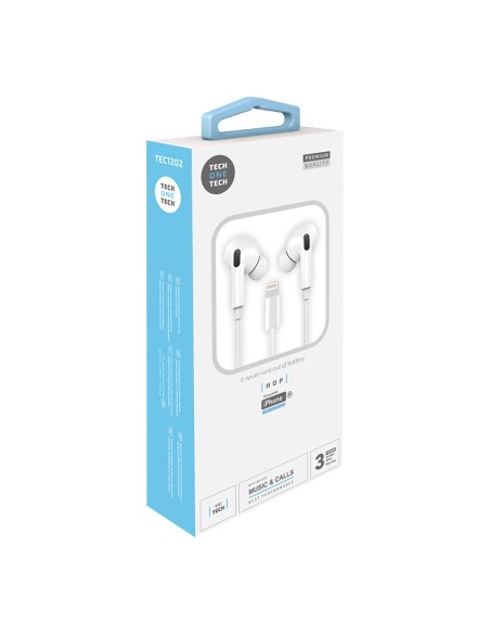 Auriculares hop blancos, lightning (comp. apple). tech one tech