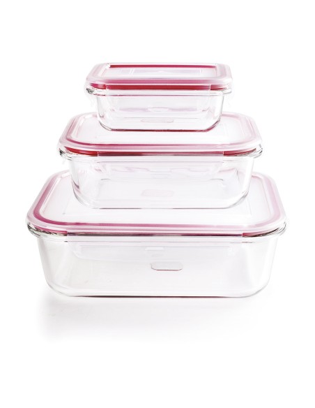 Set 3 fiambreras borosilicato 180 ml, 650 ml, 1500 l