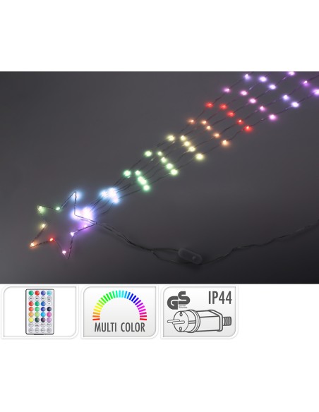 Adorno led estrella fugaz, rgb, 85 leds, 220v, mando a distancia.