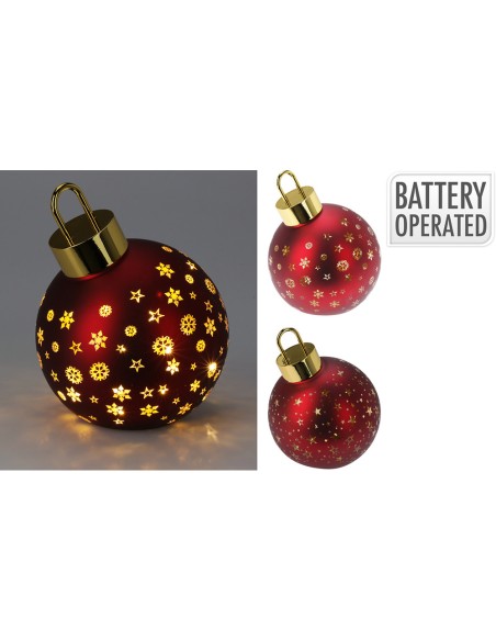 Bola de navidad led roja mate, blanco cálido, modelos variados ø15 cm