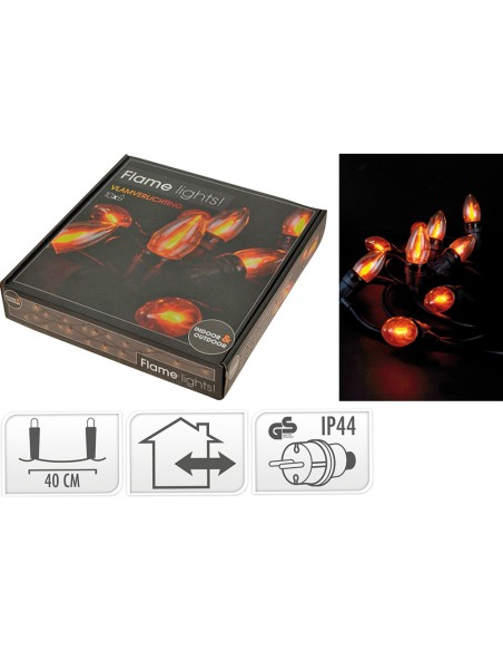 Guirnalda 10 led 220 v efecto llama ip44 510 cm