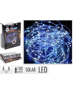 Guirnalda micro led, blanco frio, 100 leds, solar, 7 m