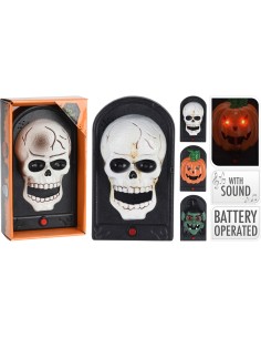 Timbre halloween, a pilas, con luz y sonido, modelos variados. 11 x 4,5 x 19 cm