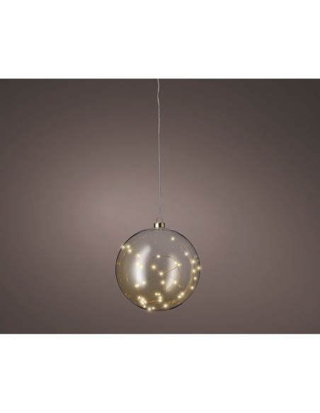 Bola colgante de cristal microled, luz fija blanco calido ø21 cm