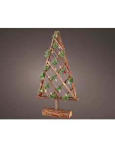 Árbol decorativo microled de madera, 48 cm