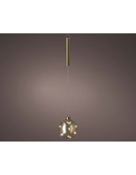 Bola colgante de cristal microled, dorada, ø10cm.