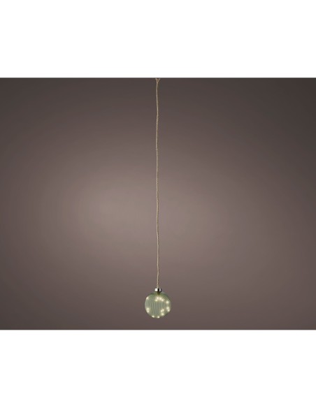 Bola colgante de cristal microled, verde agua , ø10cm.
