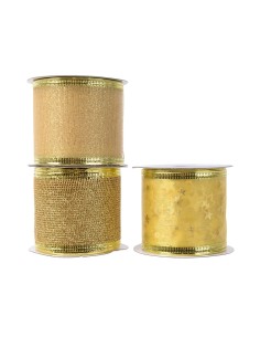 Cinta con brillo dorada, modelos variados 6 cm x 2,7 m