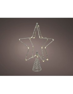 Adorno estrella 3d para árbol navidad, plateada, 20 led, 20 x 5,5 x 25,5 cm