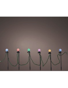 Guirnalda microleds parpadeante, 20 luces con estaca, blanco cálido/multicolor.