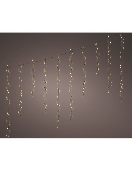 Cortina led parpadeante, 256 leds, 375x60cm blanco cálido.