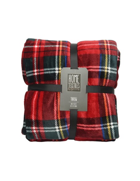 Manta de franela roja a cuadros escoceses, 150 x 200 cm