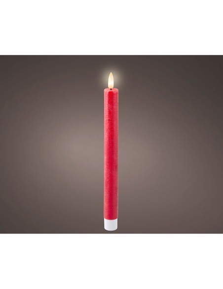 Vela de cera led color rojo ø2,2 x 24,5 cm. pack 2 uds