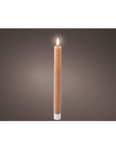 Vela de cera led color marrón ø2,2 x 24,5 cm. pack 2 uds
