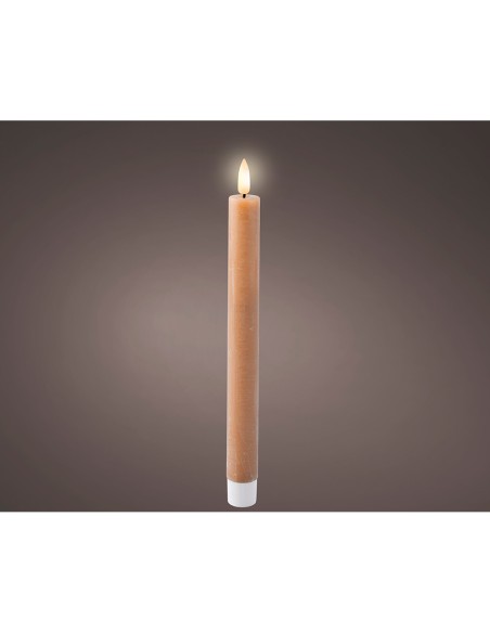 Vela de cera led color marrón ø2,2 x 24,5 cm. pack 2 uds