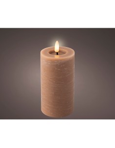 Vela de cera led color marrón ø7 x 15 cm