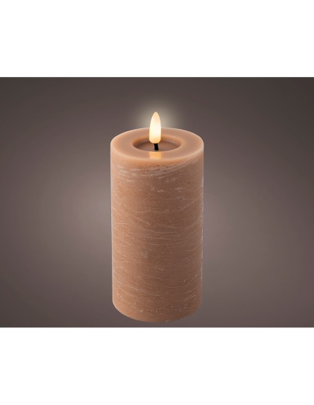 Vela de cera led color marrón ø7 x 15 cm