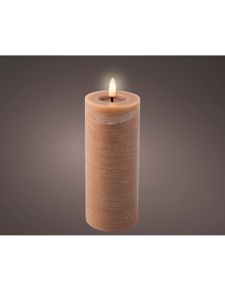 Vela de cera led color marrón ø7 x 19 cm