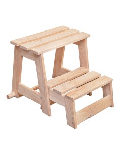 Escalera taburete de madera, 2 peldaños. astigarraga