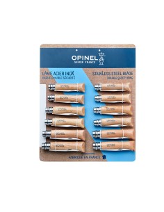 Expositor navajas opinel acero inoxidable, 12 uds (n6, n7, n8 4 uds de cada numero)