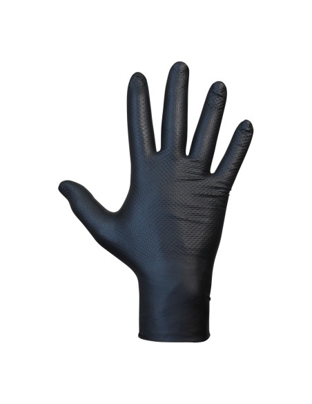 Guante nitrilo, sin polvo, desechable, diamantado, negro, t-07, caja 50 uds