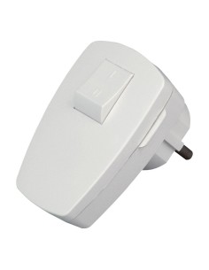 Clavija 2p+t angular blanca con interruptor 3x1,5mm 16a. kopp