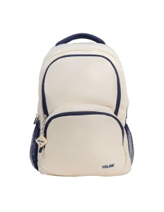 Mochila escolar 4 cremalleras serie 1918 25 l beige y azul marino