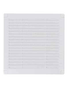 Rejilla ventilación cuadrada con tapones y mosquitera 200x200x7mm abs blanca