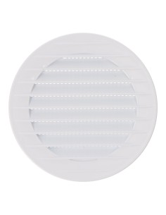 Rejilla ventilación redonda empotrable con mosquitera ø90mm abs blanca