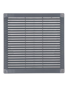 Rejilla ventilación cuadrada con tapones y mosquitera 250x250x7mm abs gris