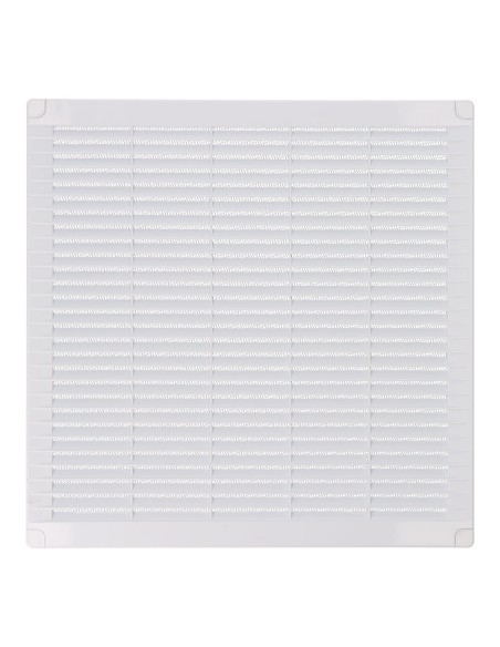 Rejilla ventilación cuadrada con tapones y mosquitera 300x300x7mm abs blanca